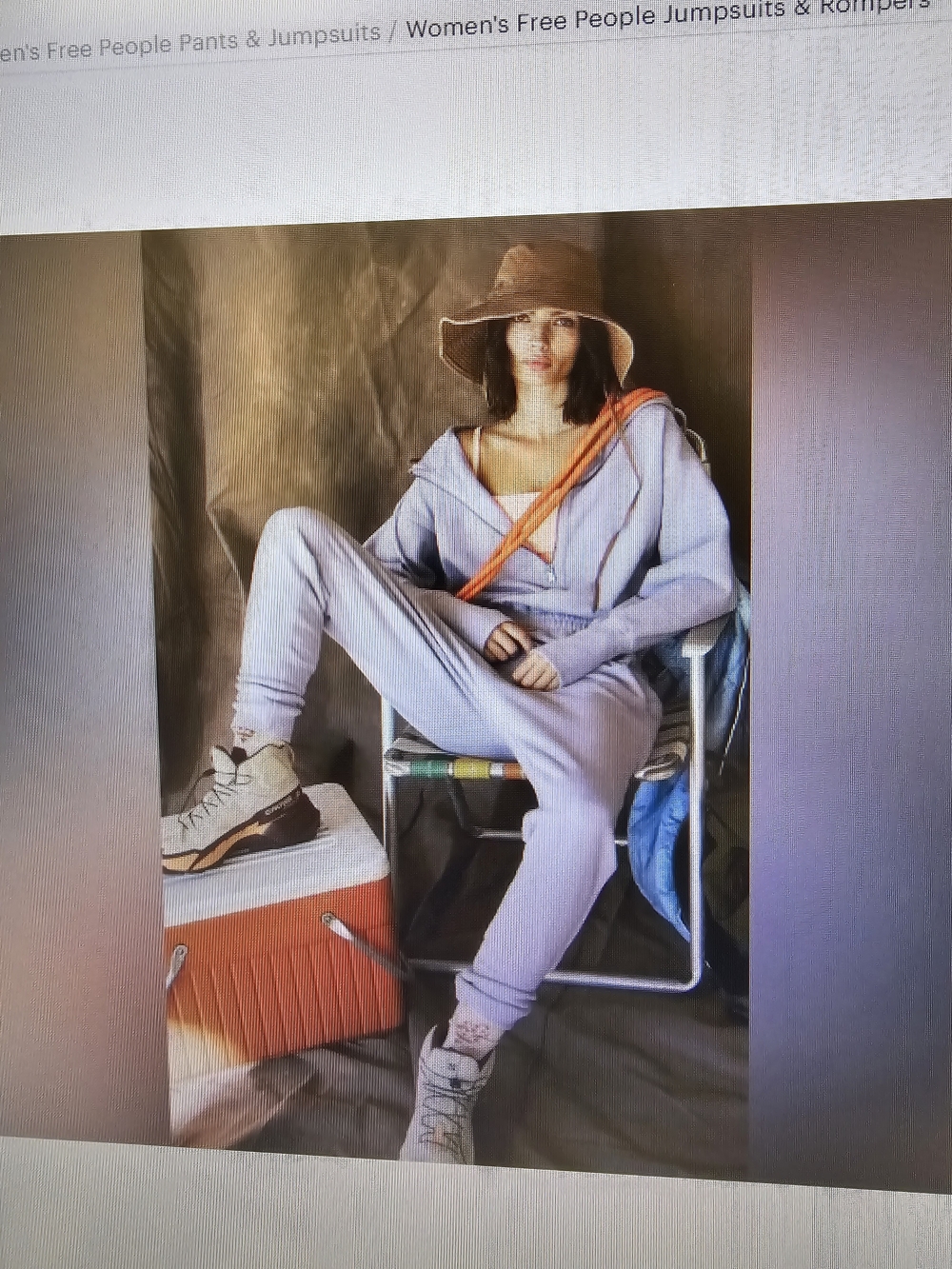 Free People Lavender Hoodie Jumpsuit with Orange Strap Detail